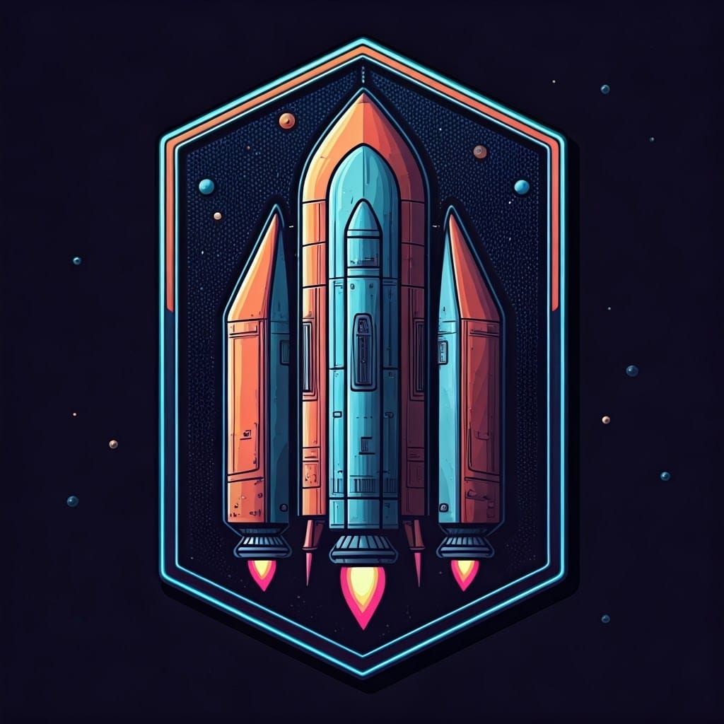 Futuristic Space Vehicle Launch Patch in Bold, Vibrant Style