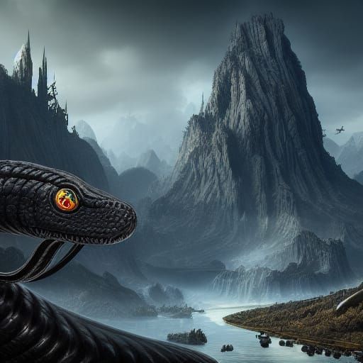 Detailed Black Serpent Concept Art