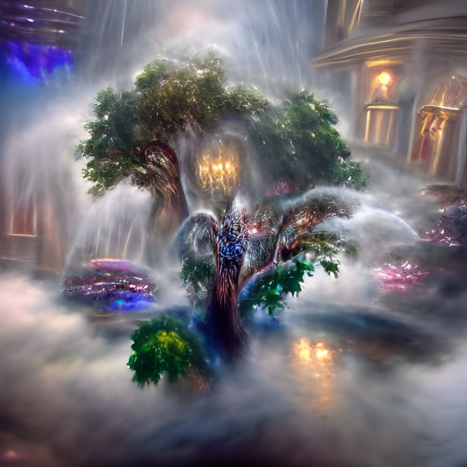 Noir Tree of Life in Ethereal Mist
