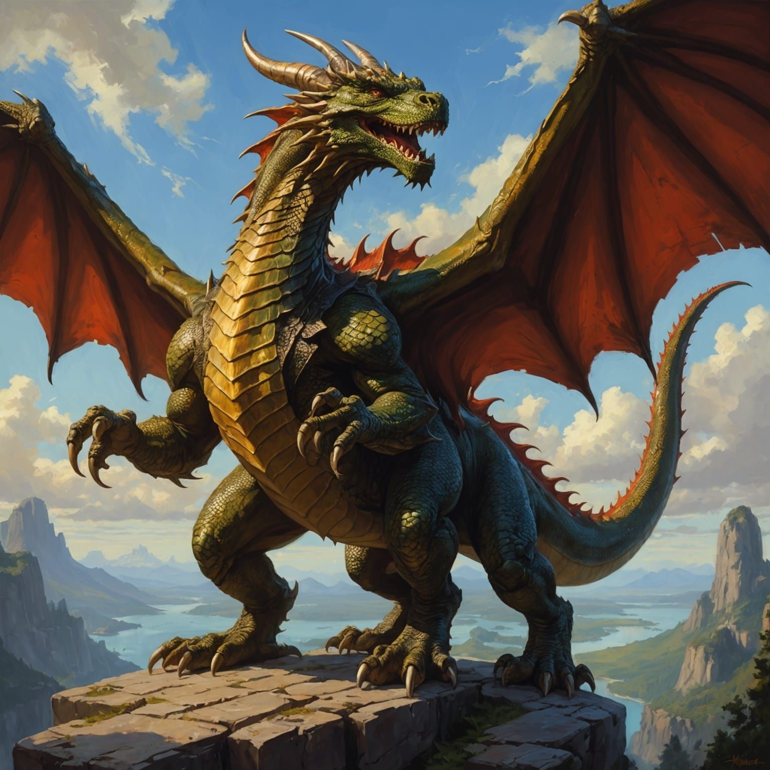 Dragon Body Oil Painting by James Gurney