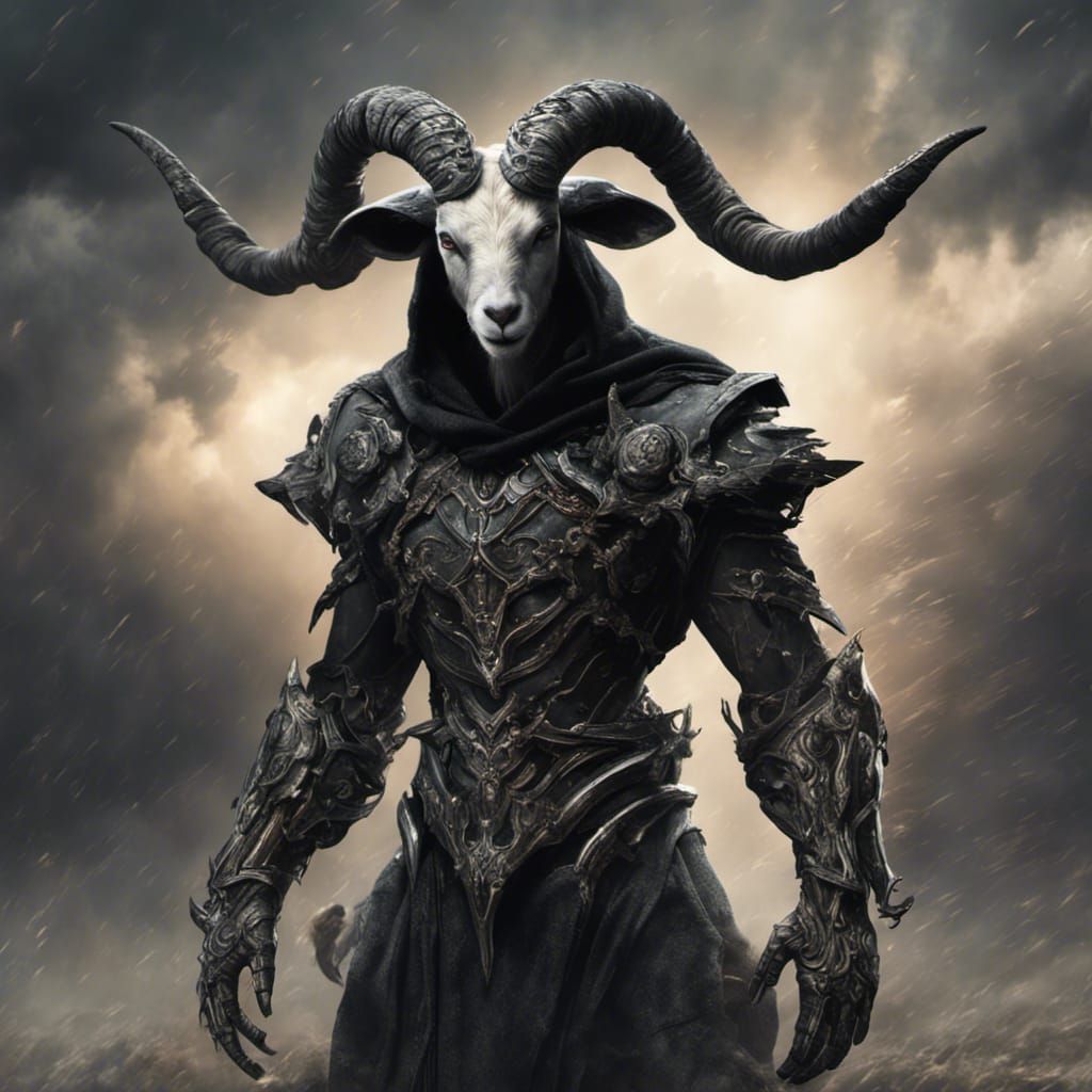 Armored Figure with Tornado in Fantasy Art Style