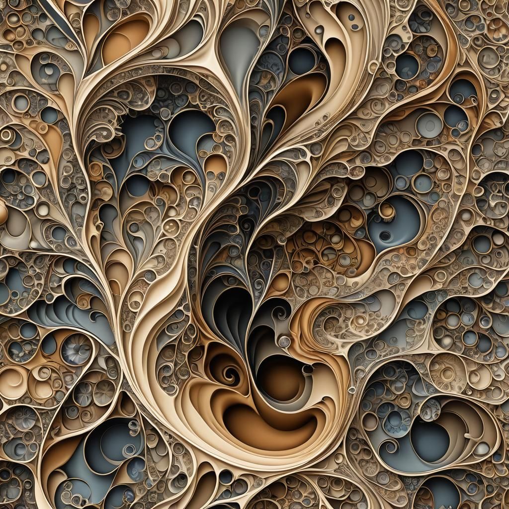 Shower Coffee with Abstract Vector Fractal Design