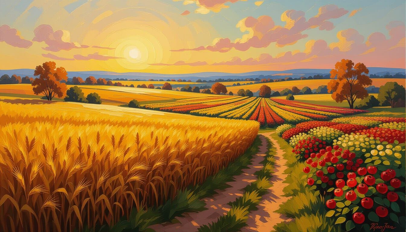 Breathtaking Autumn Landscape Oil Painting