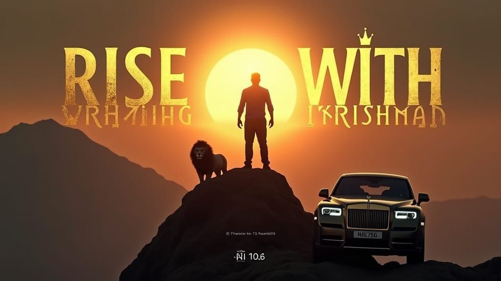 Man on Mountain Peak at Sunrise in Cinematic Style