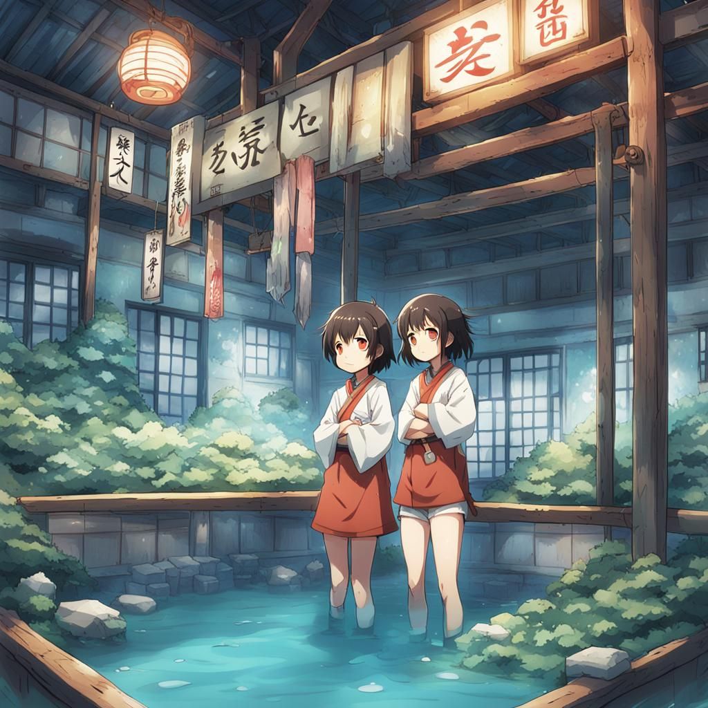 Chihiro as Sen at Yubaba's Bathhouse: Anime Style