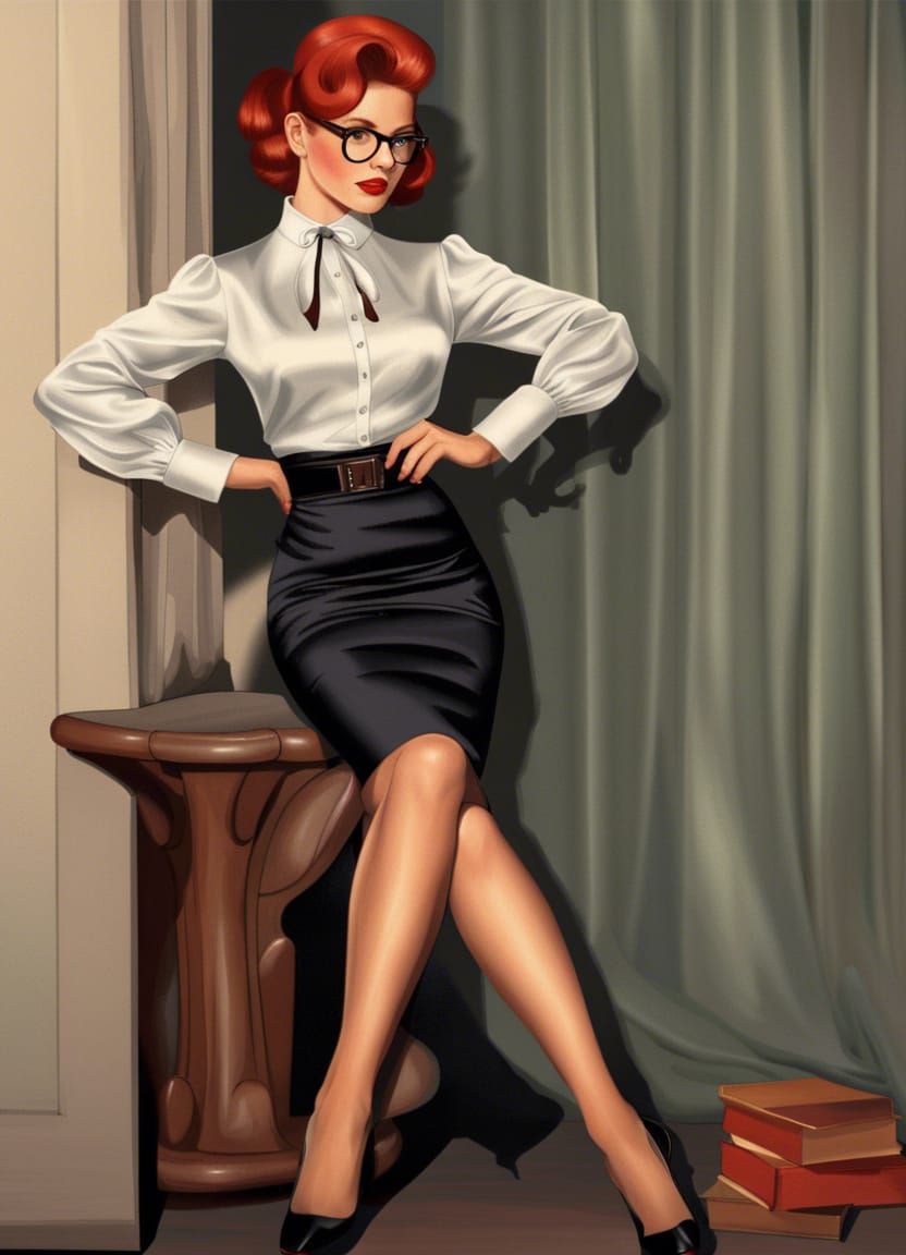 Bound Fantasy Rogue in 1950s Librarian Style