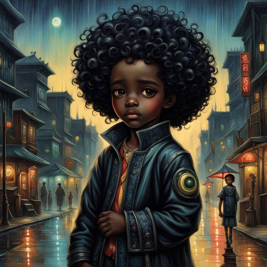 Adorable West African Man in Cyberpunk Aesthetic