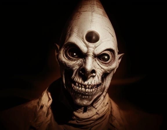 Surreal Night Terror Emerges from Dark, Dimly Lit Bedroom