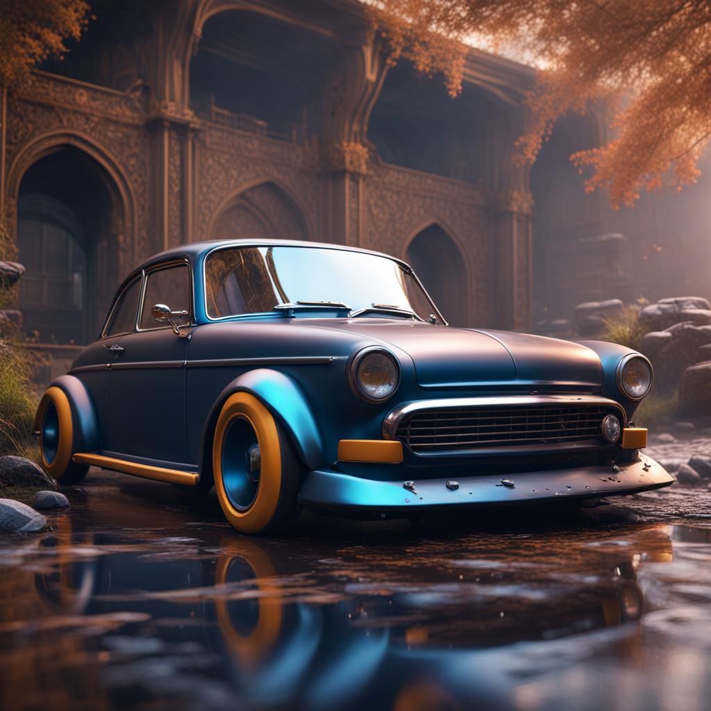 Detailed Matte Painting of a Lowered Car