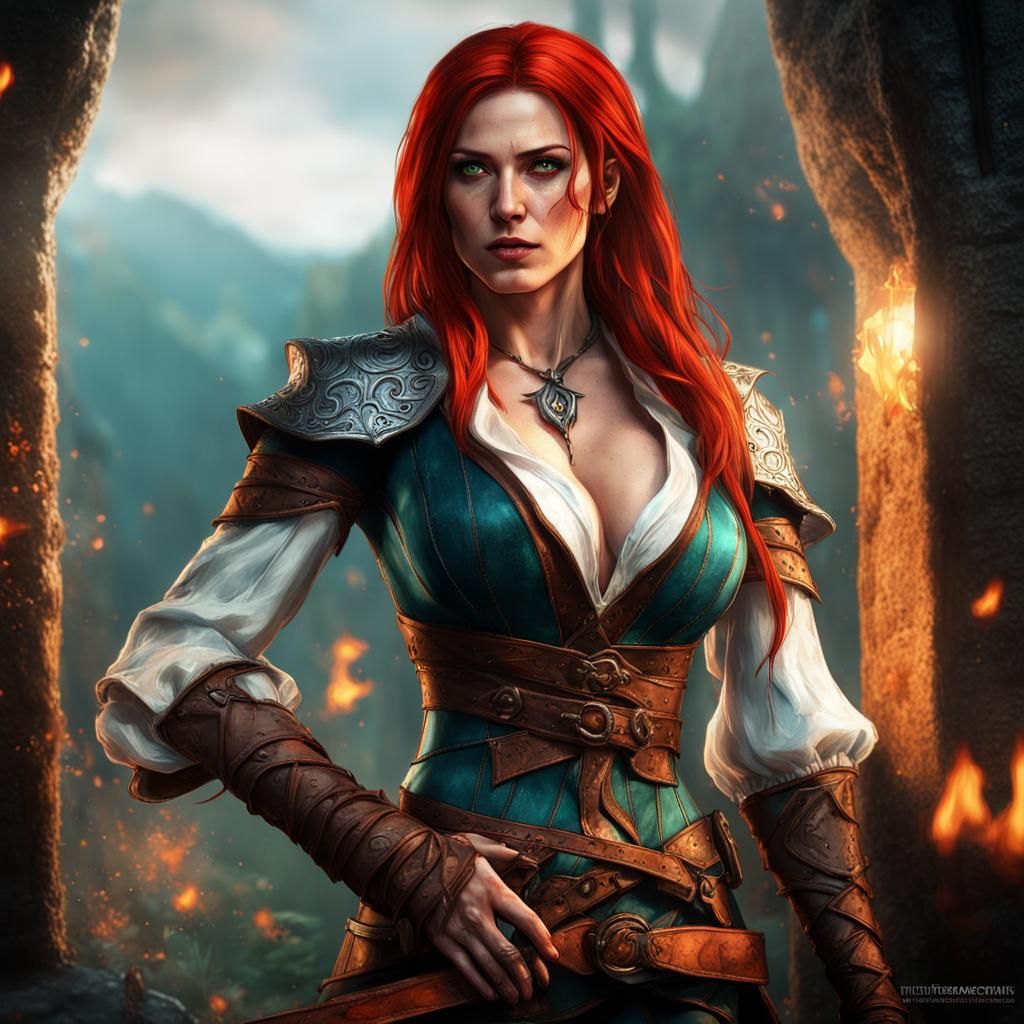 Enchanting Sorceress Artwork: Magical Prowess in Hyperrealis...