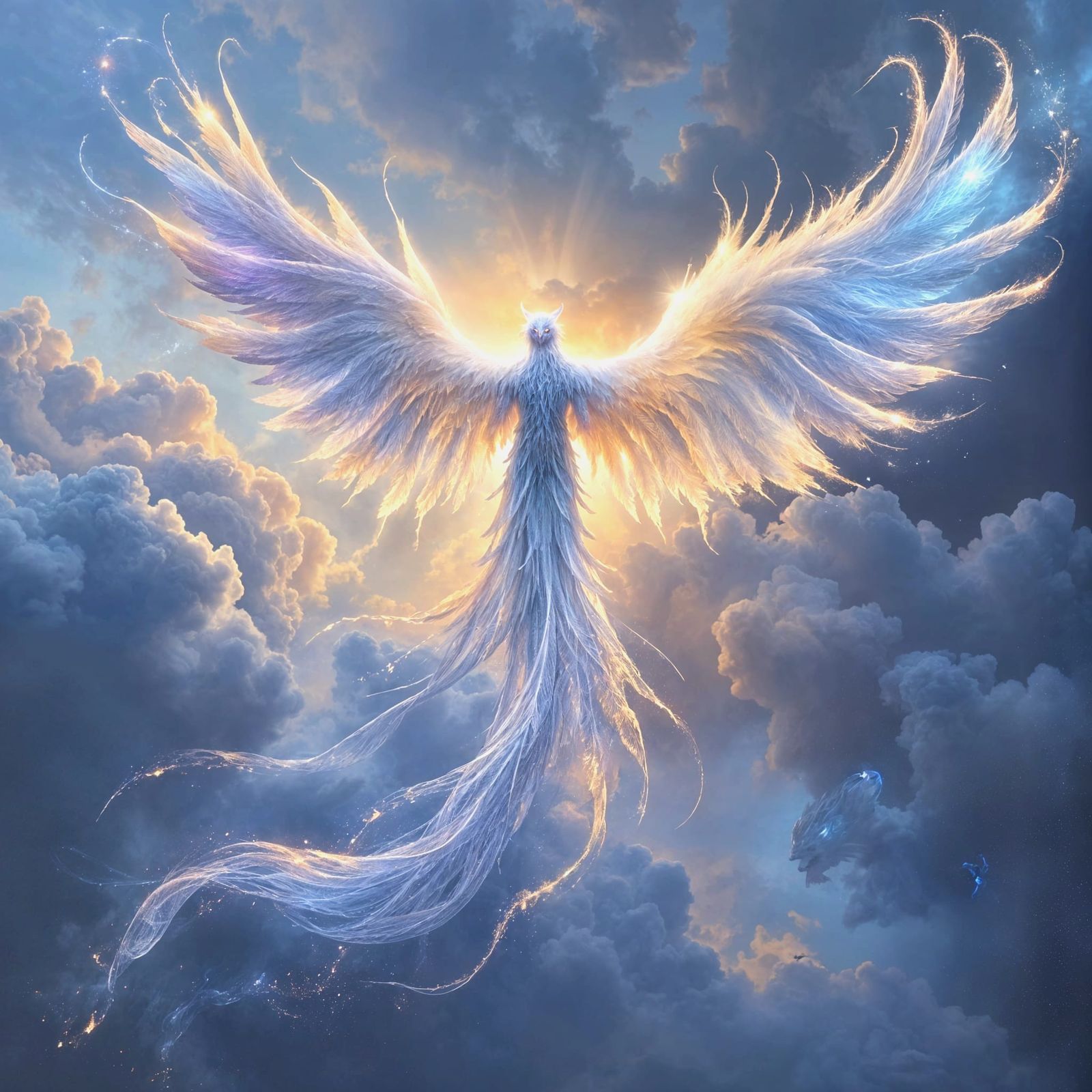 Air Elemental Phoenix Soaring in Twilight Sky