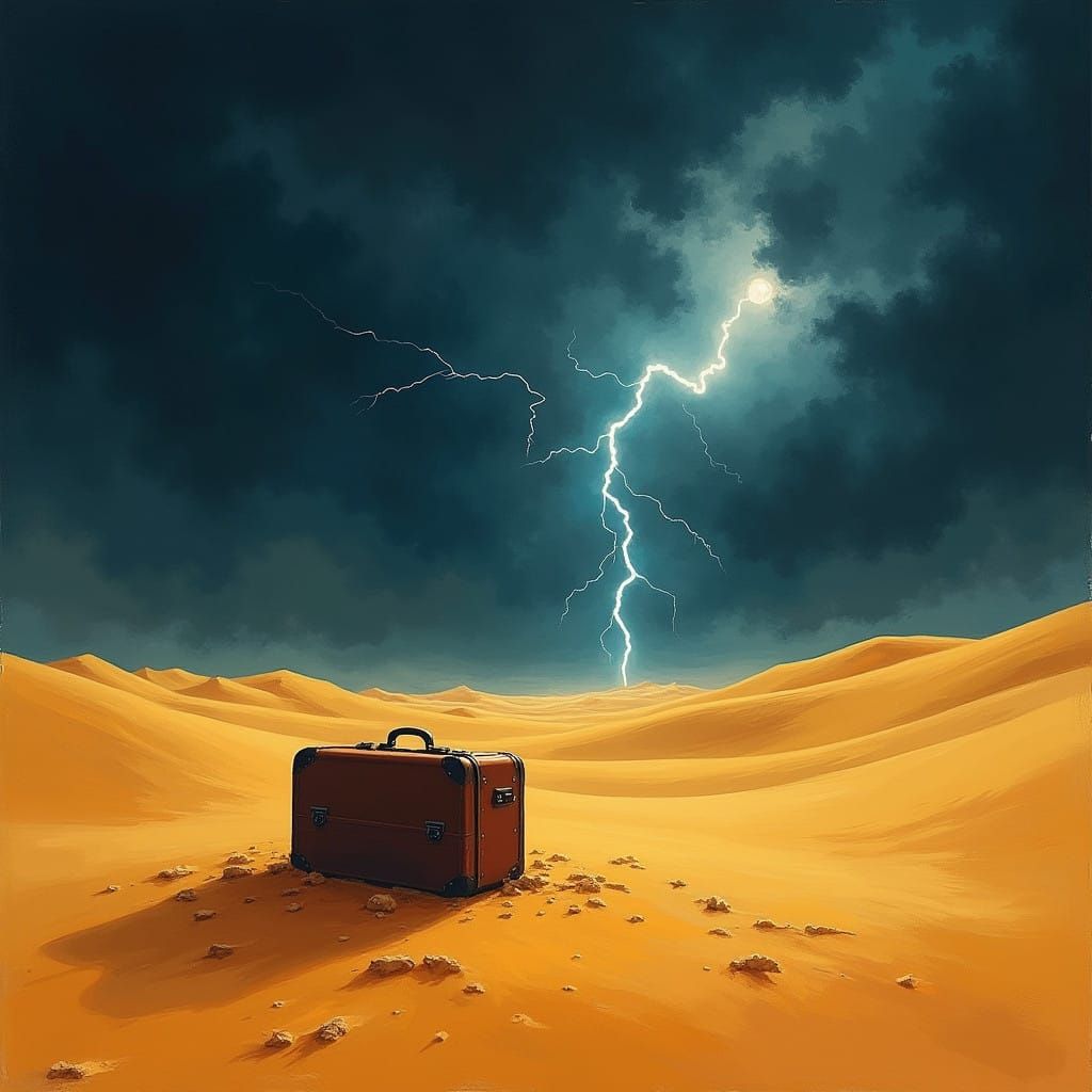 Dramatic Desert Storm Landscape in Bold Brushstrokes