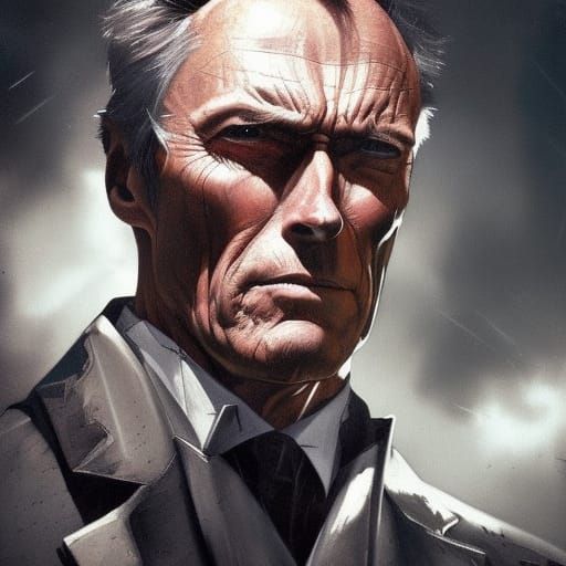 Clint Eastwood as Thomas Wayne Batman: Hyperdetailed Portrai...