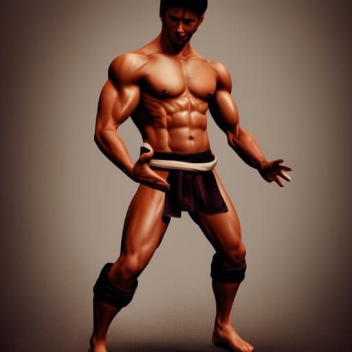 Shirtless Samurai Warrior in Detailed Matte Painting