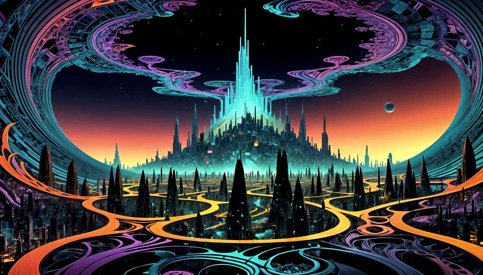 Op-Art Infinite Grids Folding Inward