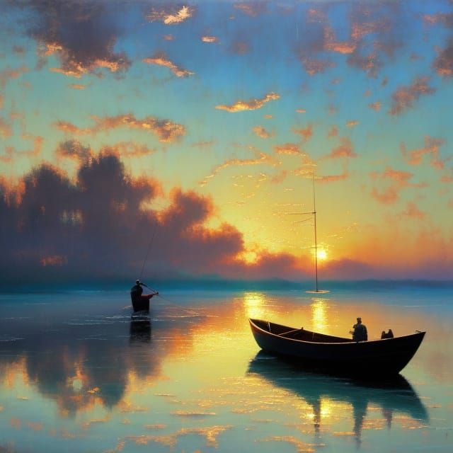 Fisherman at Sunset: A Craig Mullins-Inspired Masterpiece
