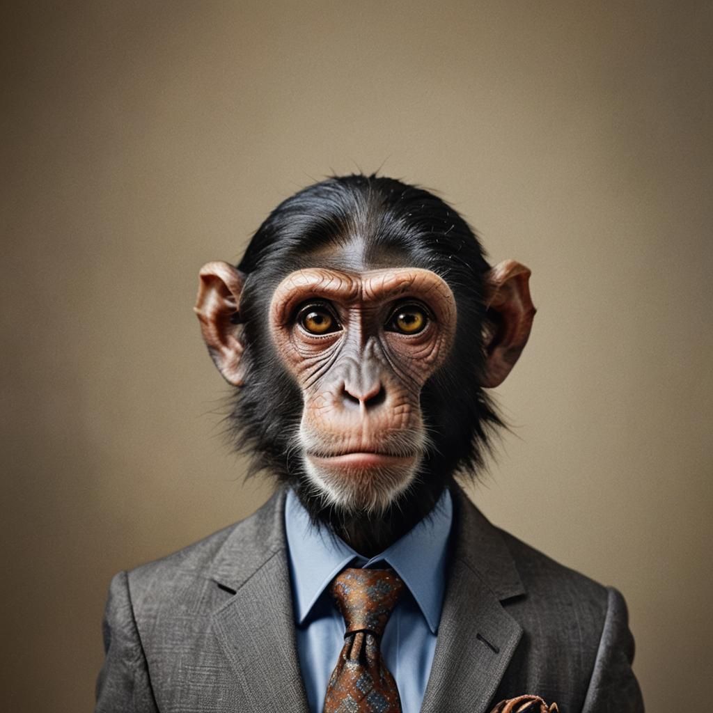 Business Monkey Portrait in Contemporary Style
