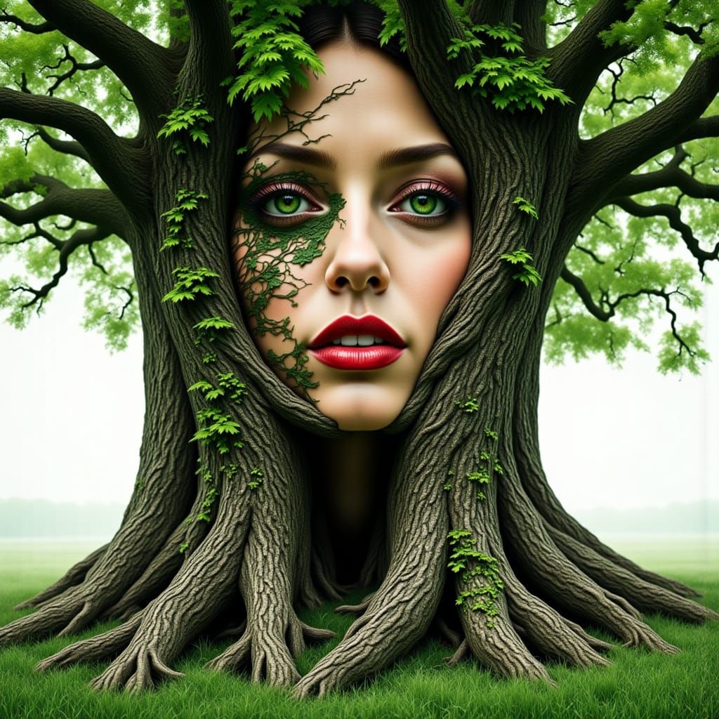 Tree with Woman's Face: Surreal Nature Art