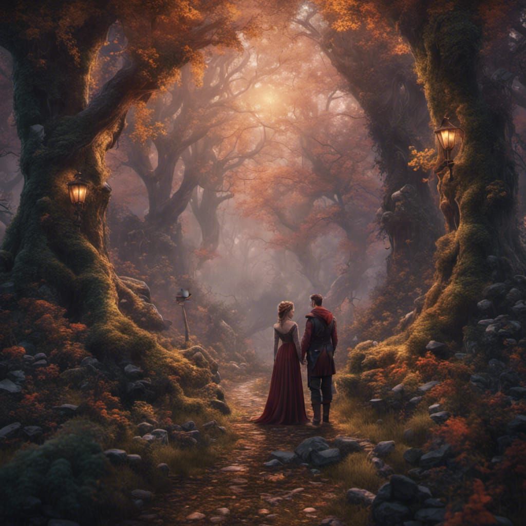 Fairytale Lovers Lost: Detailed Fantasy Art