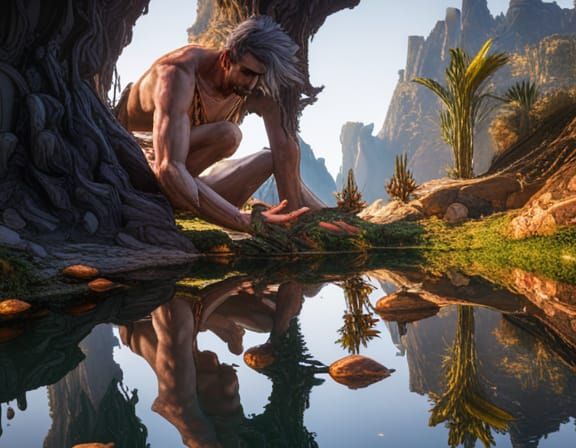 Narcissus Gazing at Reflection: Splash Art in Unreal Engine