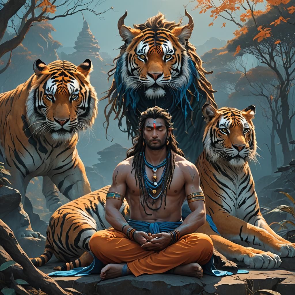 Lord Shiva in Meditation: Fantasy Concept Art