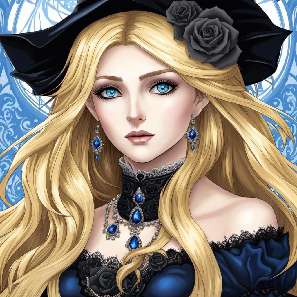 Gothic Woman Portrait in Anime Manga Style