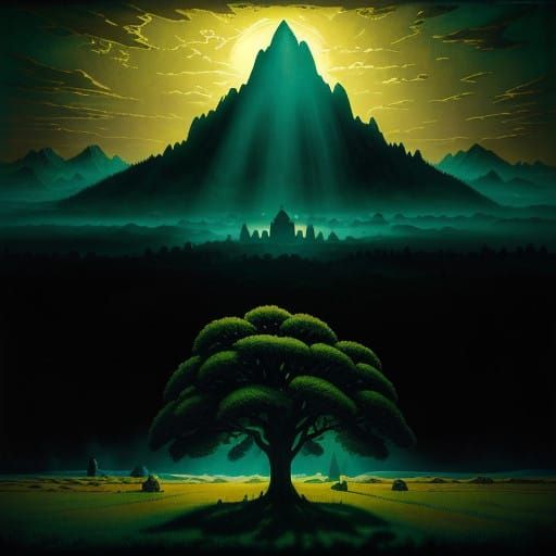 Surreal Land of Hyrule Portrait in Golden Light