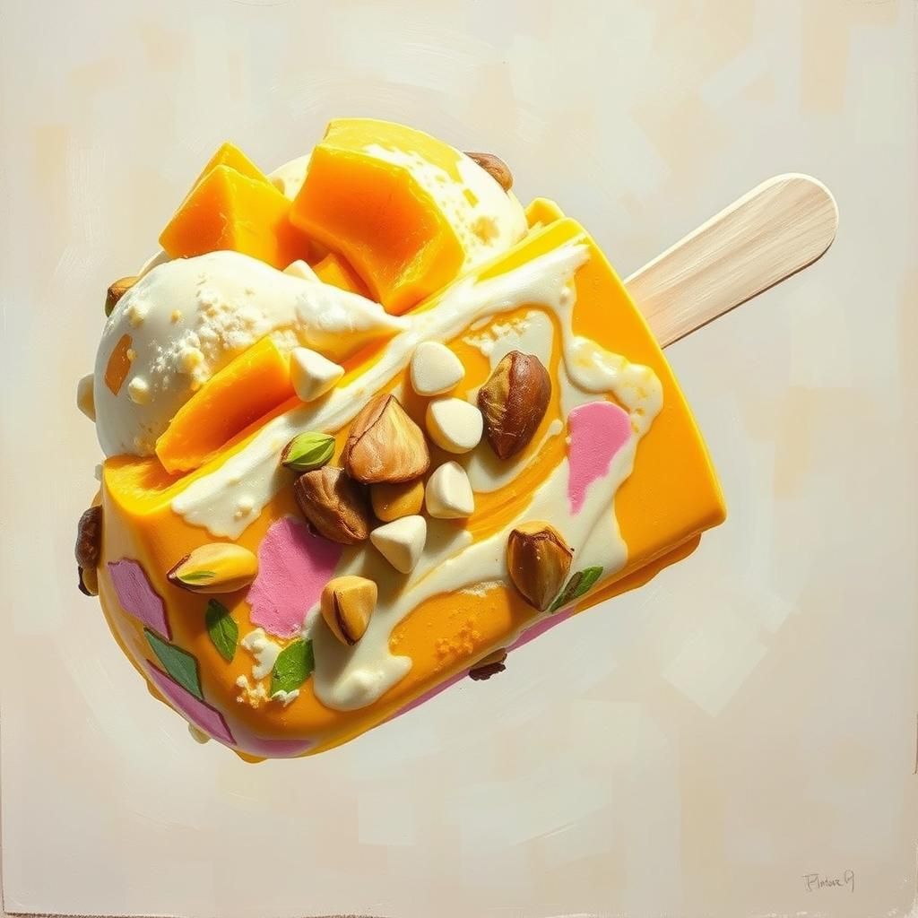 A mango and vanilla ice cream bar blend with white chocolate...