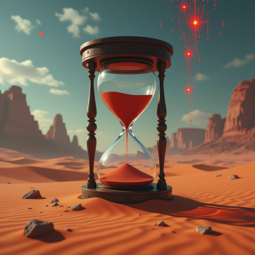 Dystopian Hourglass Counting Down to Apocalypse