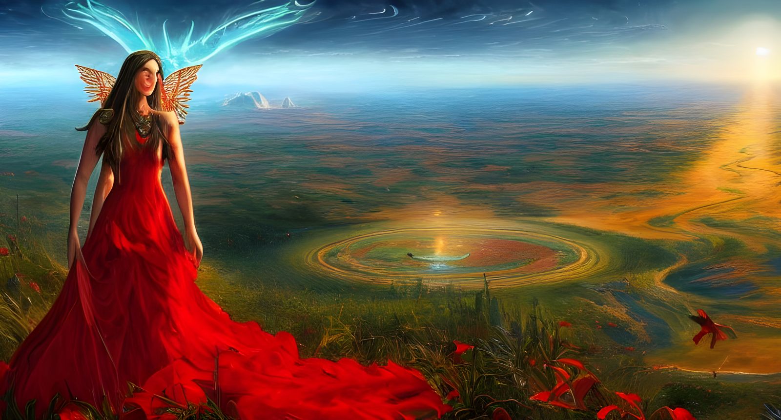 Goddess Adriana Overlooking Earth Stargate: Hyperrealistic C...