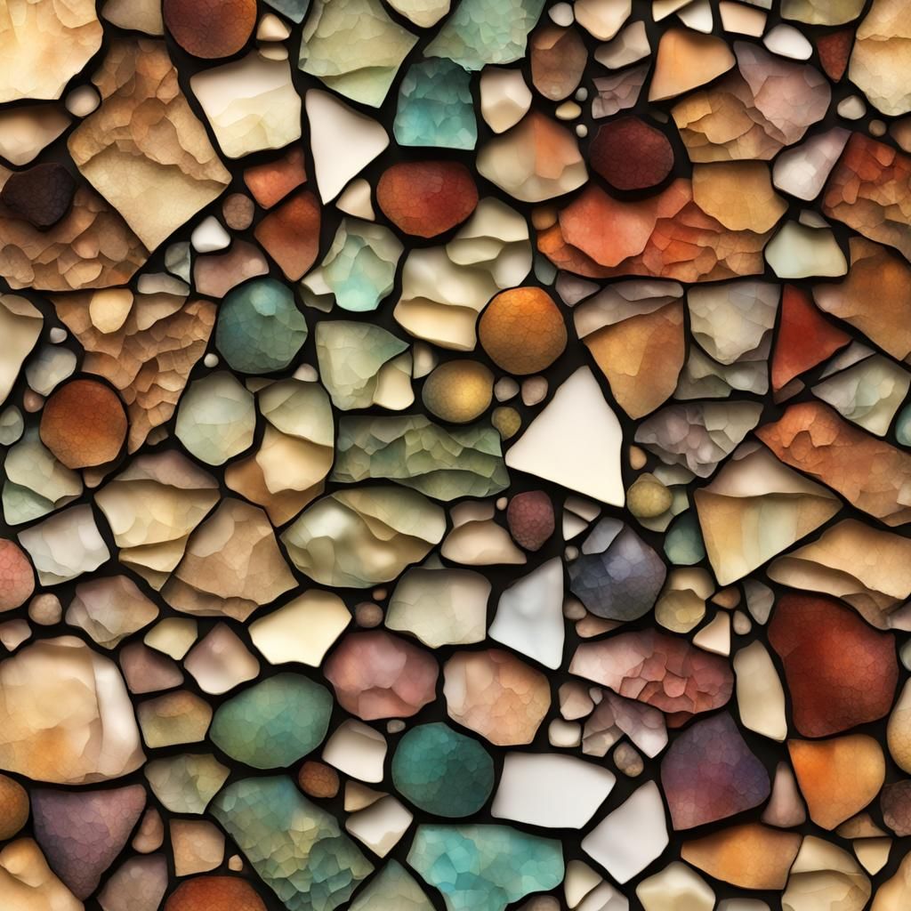 Junk Journal Background, 3d Shapes Mosaic Alcohol Ink, Fossil Color Palette, 3d Shading, Deep Depth of Field