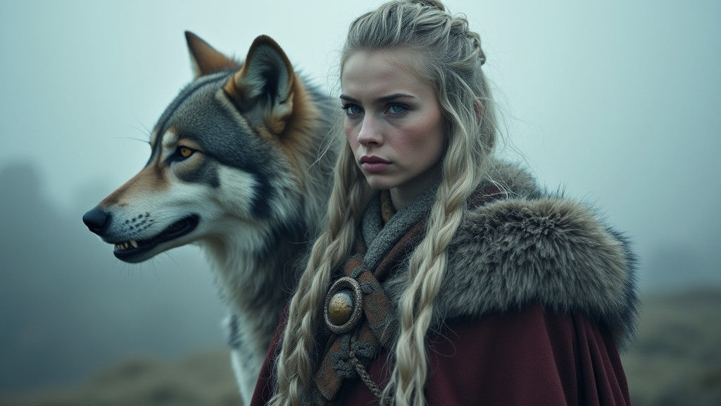 Female Viking Warrior in Nordic Landscape