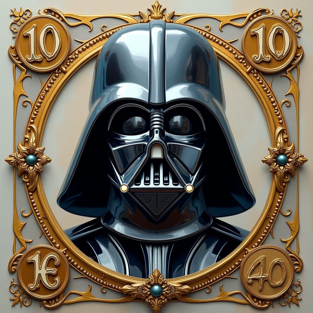 Realistic British 10 Pound Note with Darth Vader Portrait