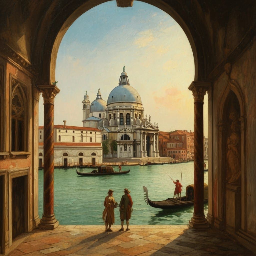 Venice at Dusk in Traditional 18th-Century Style