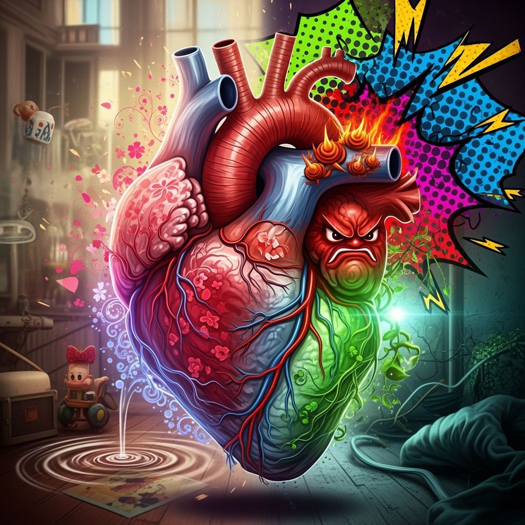 Emotional Anatomical Heart with Swirling Patterns