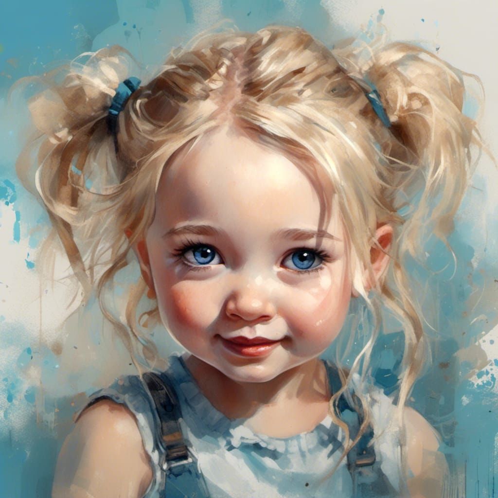Chibi Toddler Portrait in Golden Age Illustration Style