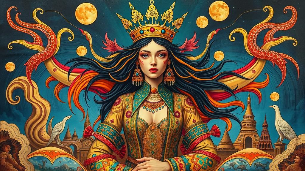 Electric Queen in Surreal Abstract Dreamscape