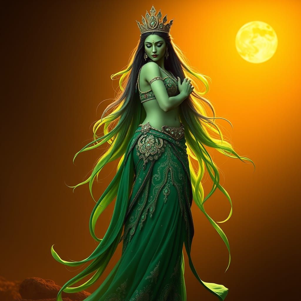 Enchanted Goddess in Emerald Splendor