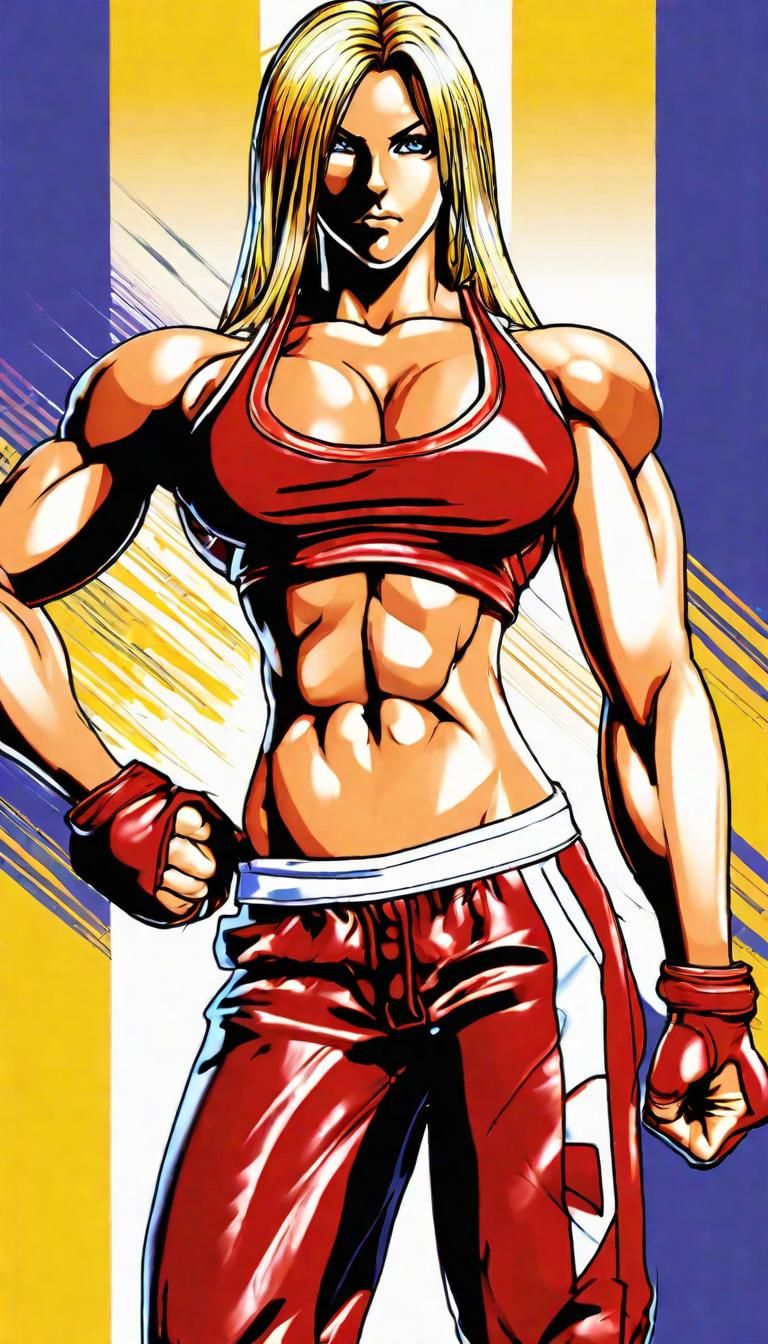 Anime Style Female Bodybuilder as King of Fighters Character