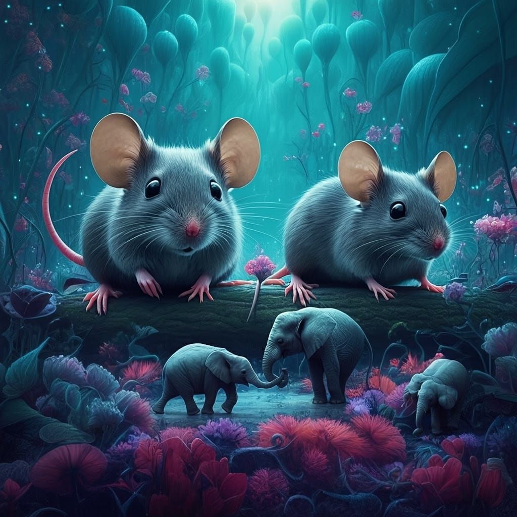 Dreamlike Realm of Gigantic Mice and Tiny Elephants in Whims...