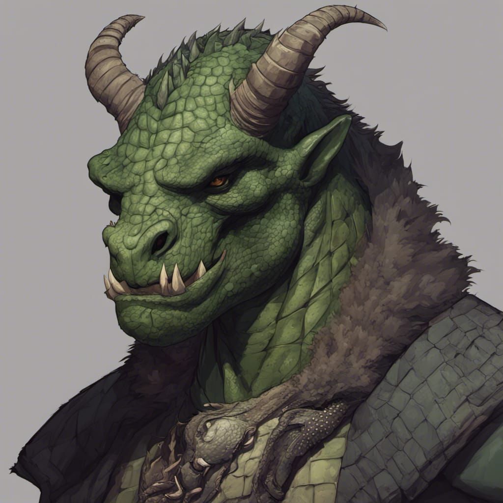Crocodile Tiefling Character Art in Dark Fantasy Style