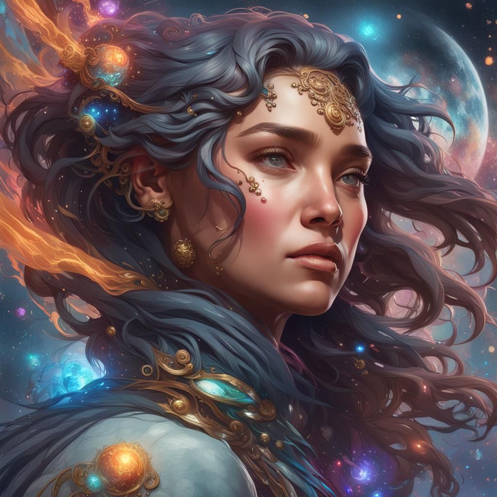 Cosmic Portrait in Hyperdetailed Style