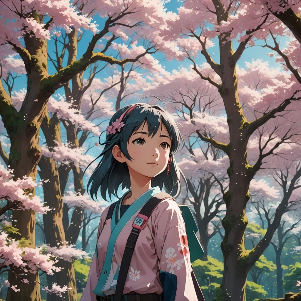 Sakura Miku in Anime Key Visual Style