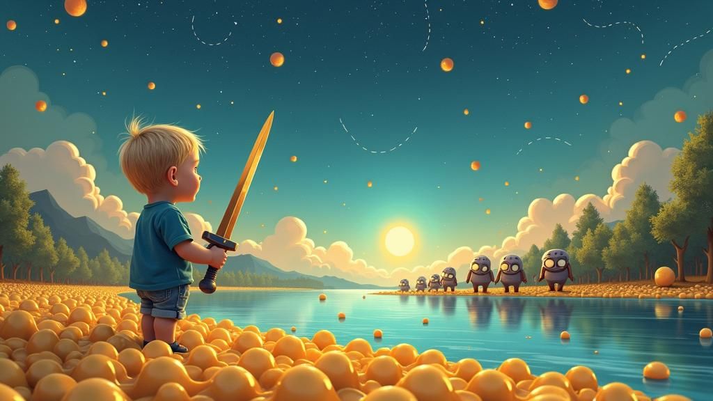 Child Guards Custard River from Zombie Horde