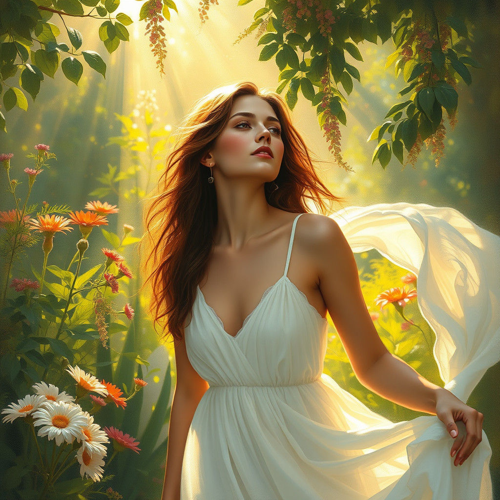 Eden's Garden: Woman in Impressionist Sunlight