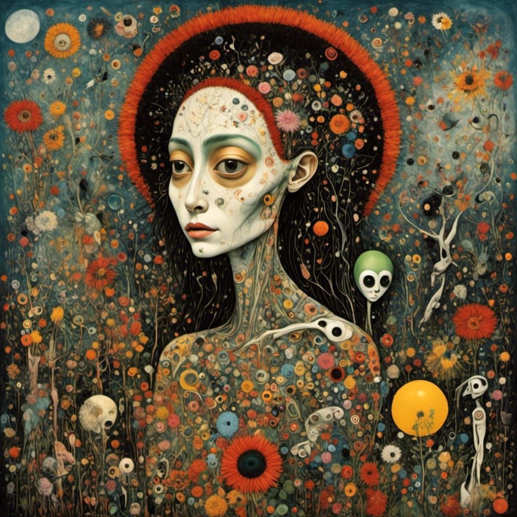 Alien Calavera Patchwork Design