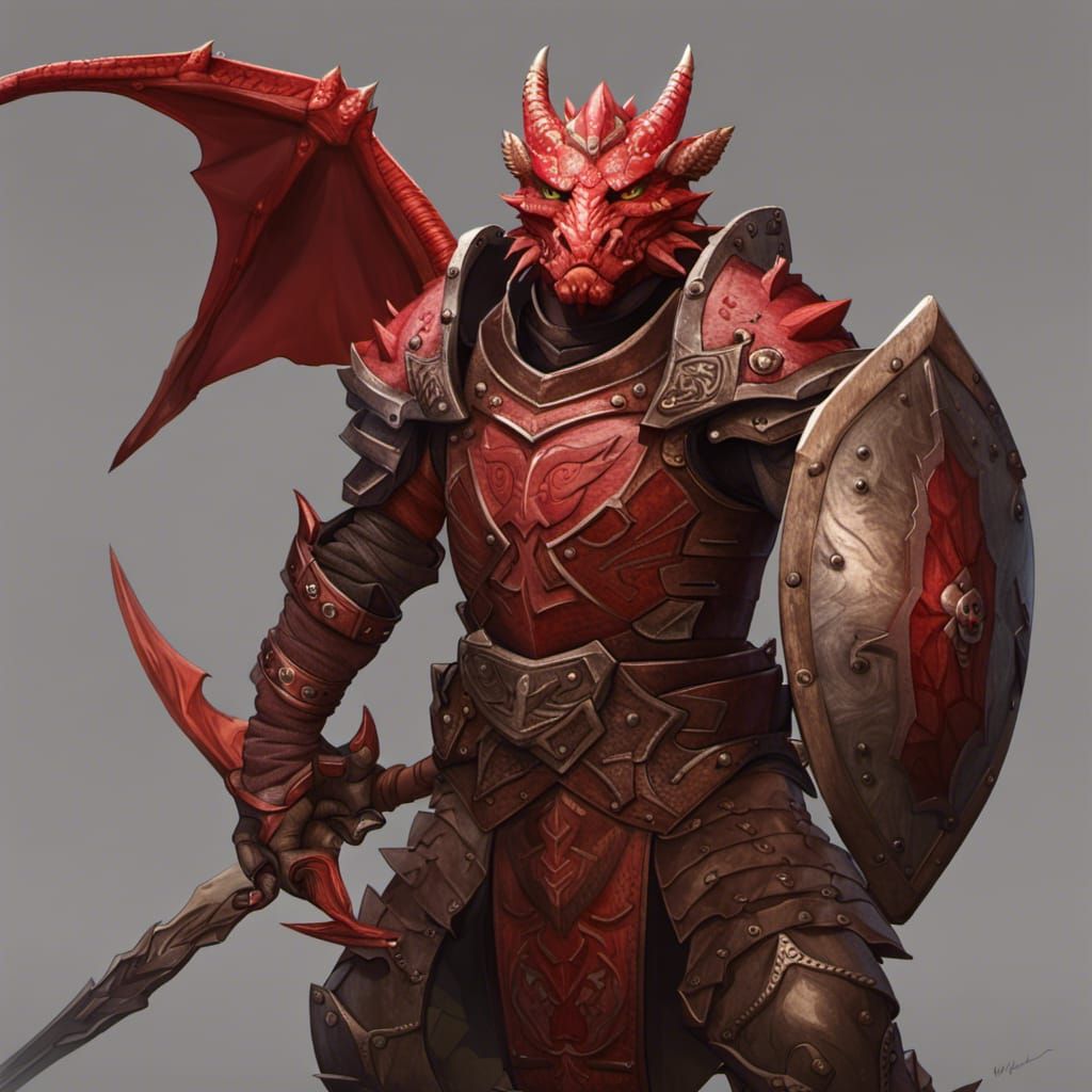 Dragonborn Paladin Character Design in Dark Fantasy Style