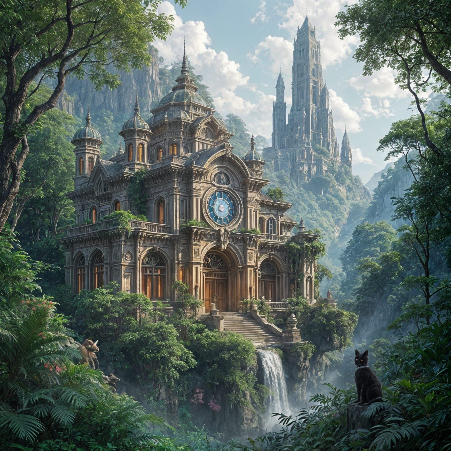 Rainforest Mansion with Ancient Artifacts on Cat Planet