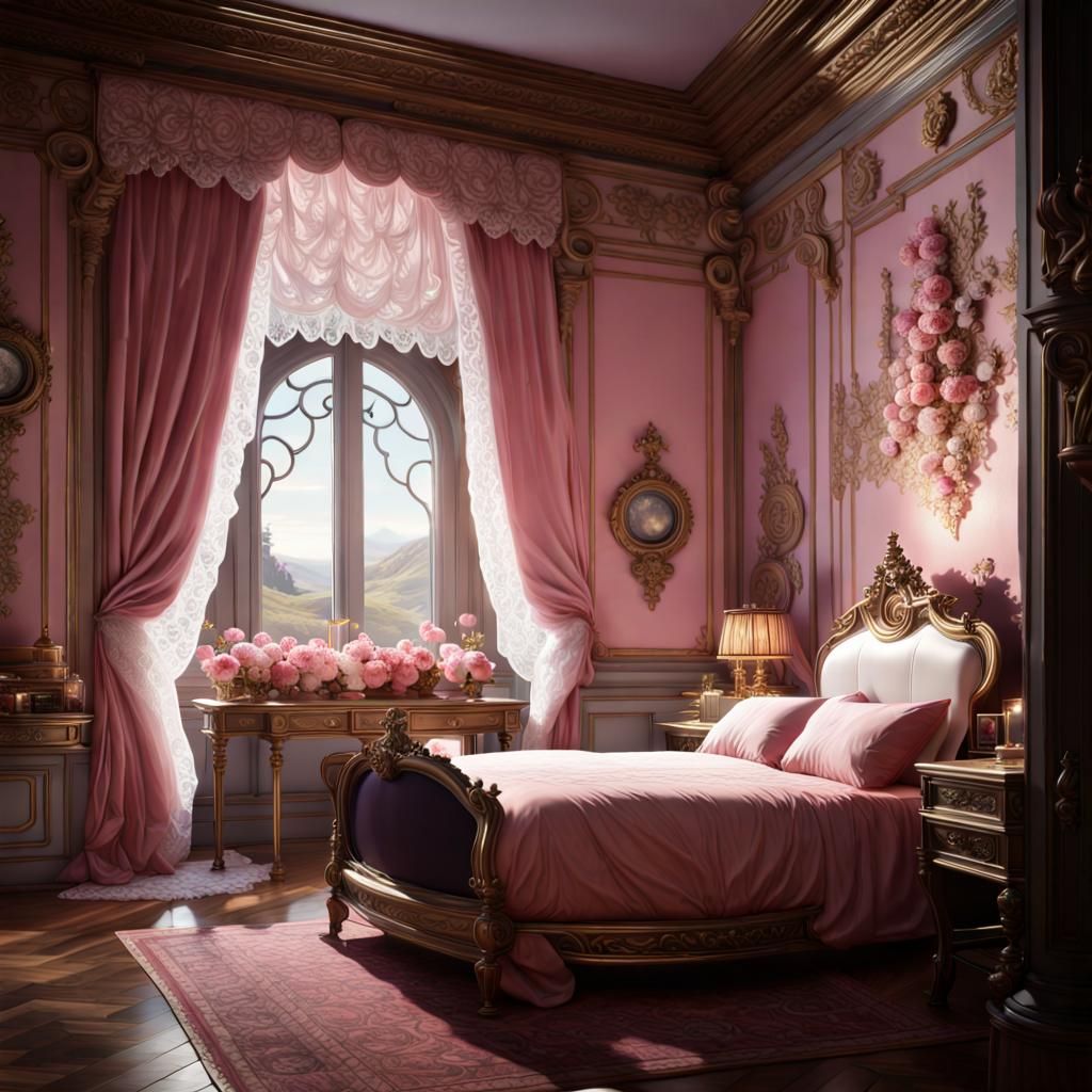 Opulent Royal Bedroom in Dark Fantasy Style