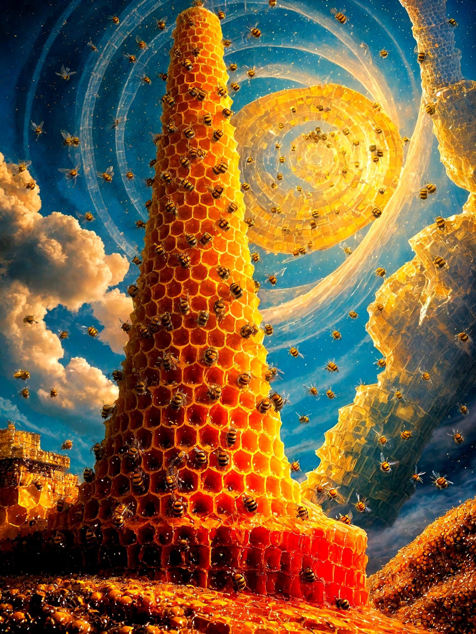 Honeycomb Tower Inspired by Gric, Kinkade and Klimt